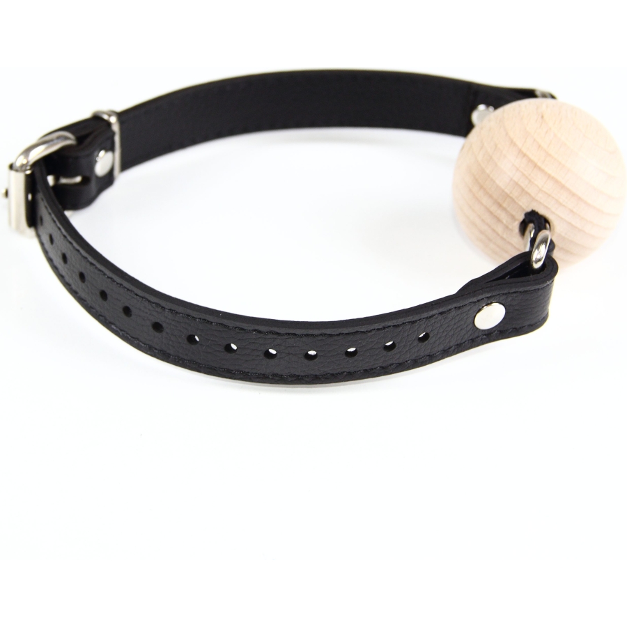 Deri Kayışlı Ahşap Ball Gag (5 cm)