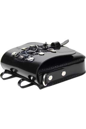 Genuine Leather Waist Bag with Corset Detail