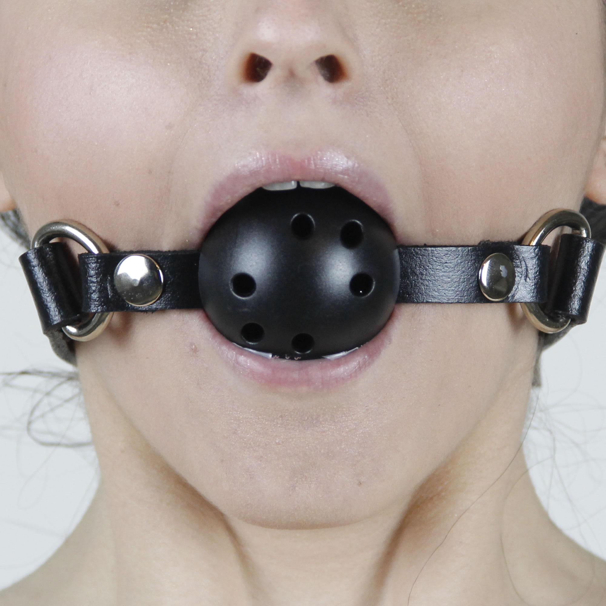 Hakiki Deri Ball Gag + Meme Ucu Kıskacı