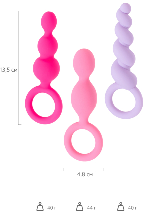 Satisfyer Booty Call (set of 3) Anal Plug Seti, silikon, çeşitli, 13,5 cm