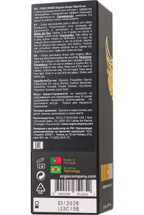 ORGIE Orgasm Drops Vibe Kadın Orgazım Artırıcı ve Kayganlaştırıcı Jeli, 15 ml