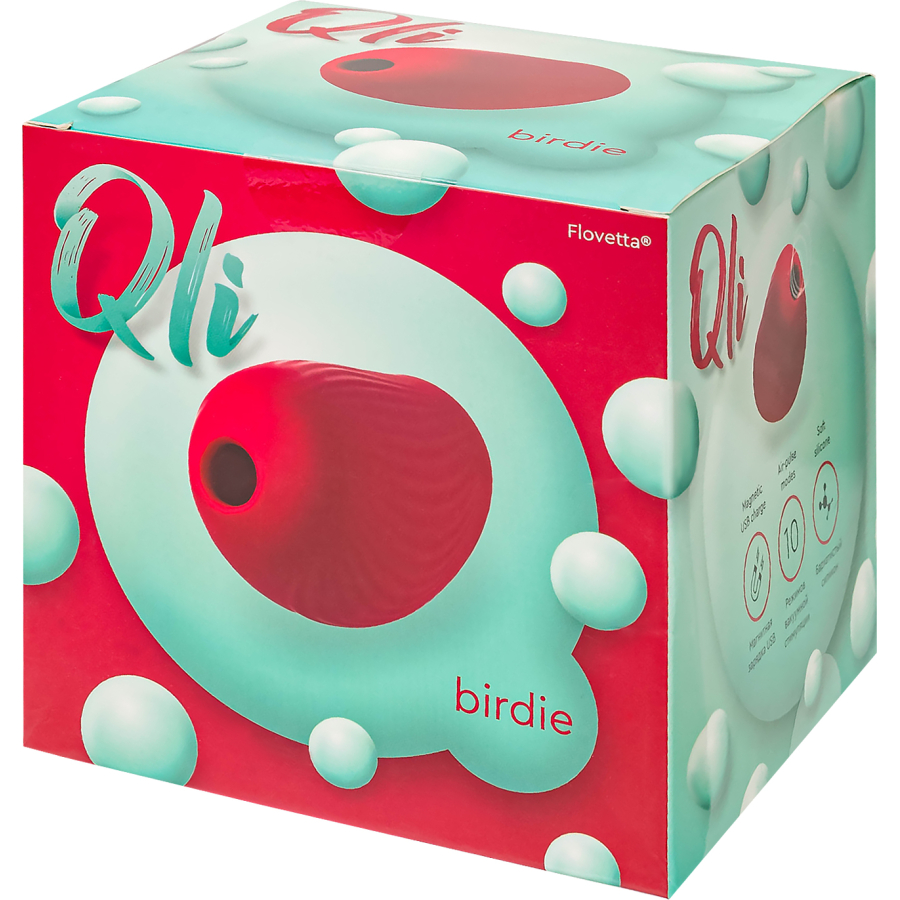 Qli by Flovetta Birdie’den vakum dalgası klitoral uyarıcı, silikon, kırmızı, 6,3 cm
