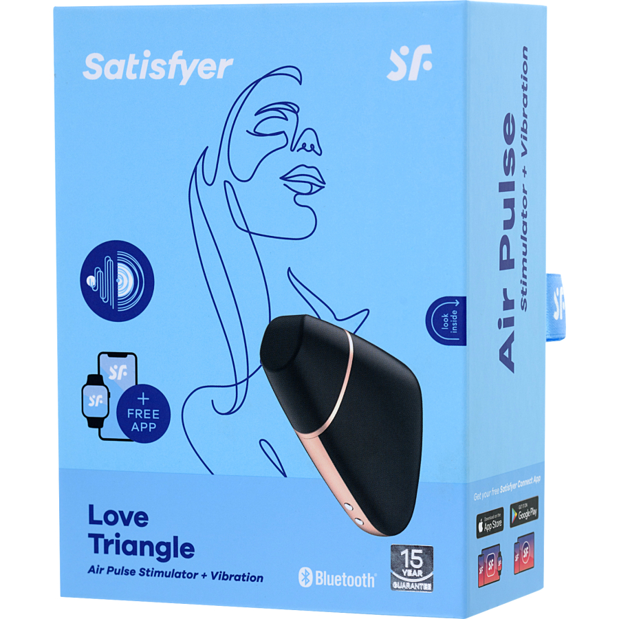 Satisfyer Love Triangle Vakum Dalgası Klitoral Stimülatör, Silikon, Siyah, 8,8 cm
