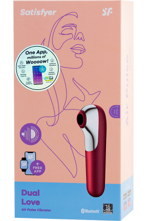Satisfyer Dual Love Pink Vakum Klitoral Uyarıcı Vibratör, Silikon, Kırmızı, 16 cm