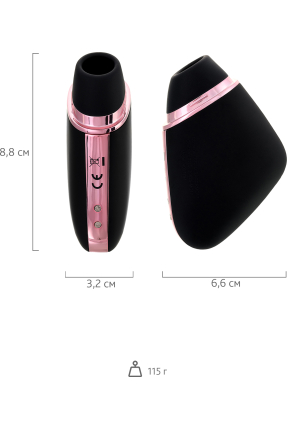 Satisfyer Love Triangle Vacuum Wave Clitoral Stimulator, Silicone, Black, 8.8 cm