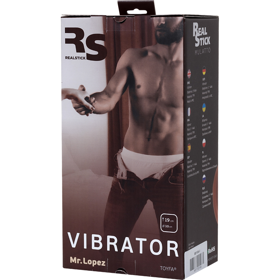 RealStick Elite Mulatto Gerçekçi Vibratör, kahverengi, 13 cm