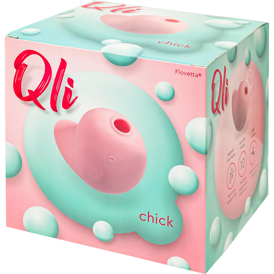Qli by Flovetta Vakum dalgası klitoral uyarıcı Chick, silikon, pembe, 6,1 cm