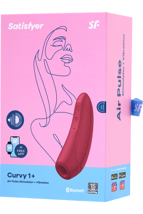 Satisfyer Curvy 1 Connect App Vacuum Wave Clitoris Vibrator, Silicone, Red, 14.3 cm