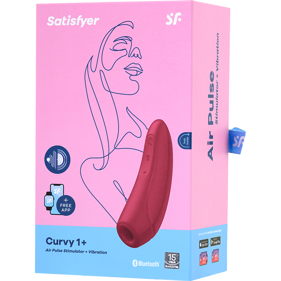 Satisfyer Curvy 1 Connect App Vakum Dalgası Klitoris Vibratörü, silikon, kırmızı, 14,3 cm