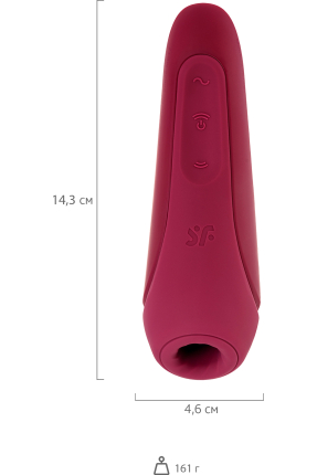 Satisfyer Curvy 1 Connect App Vacuum Wave Clitoris Vibrator, Silicone, Red, 14.3 cm