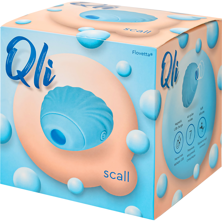 Qli by Flovetta Scall’dan vakum dalgası klitoral uyarıcı , silikon, mavi, 6 cm