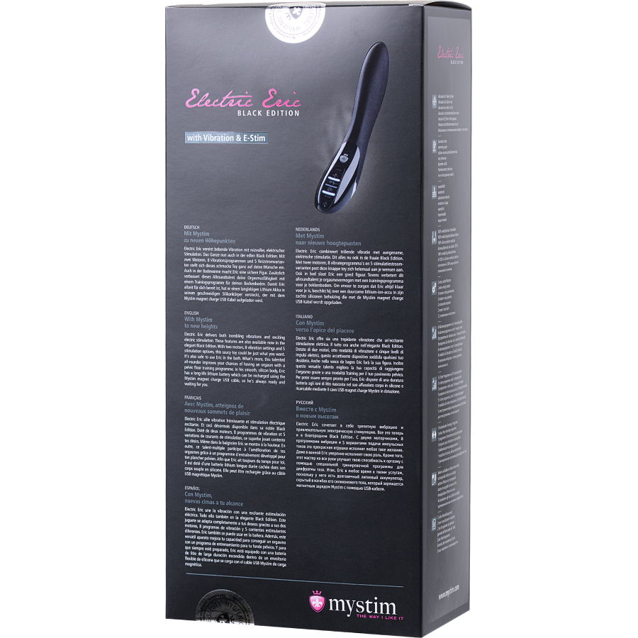 Mystim Electric Eric Elektro Stimülasyonlu Vibratör, siyah, 27 cm, Silikon