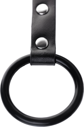 Faux Leather Penis Ring Nipple Clamp, Black