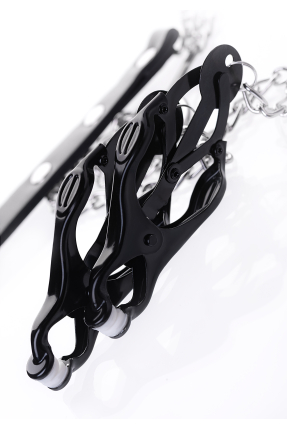 Faux Leather Penis Ring Nipple Clamp, Black