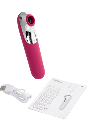 Satisfyer Dual Love Pink Vakum Klitoral Uyarıcı Vibratör, Silikon, Kırmızı, 16 cm