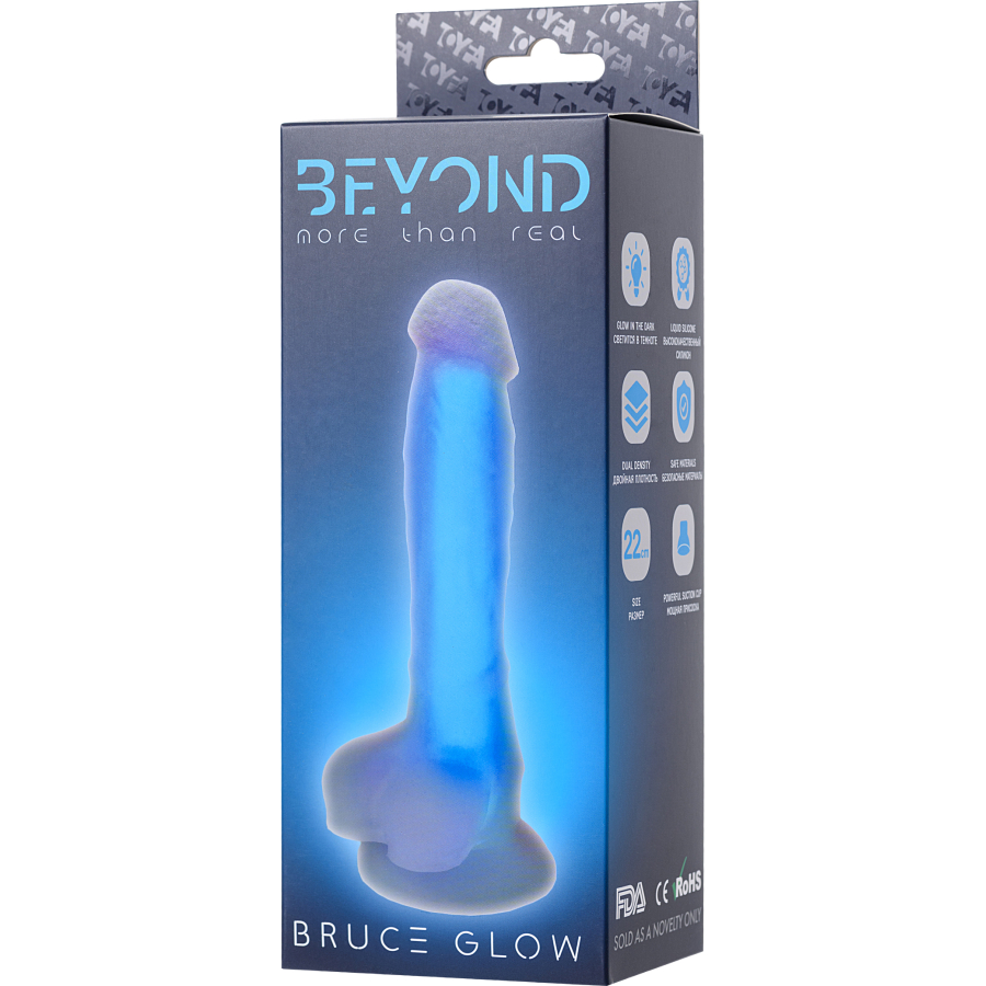Bruce Glow Gece Parlayan Dildo, 22 cm