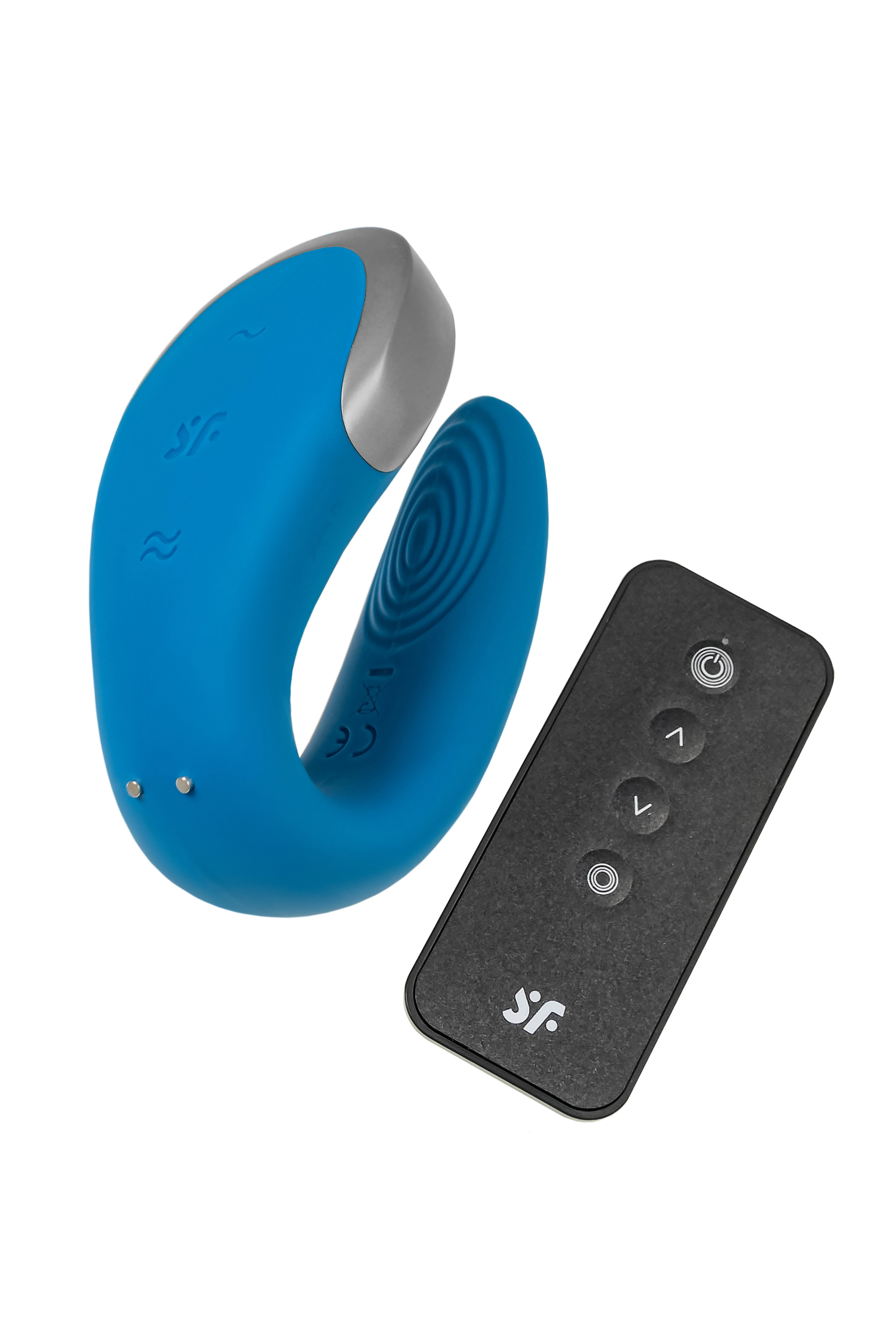 Satisfyer Double Love Connect App Blue Çiftler İçin Mini Vibratör, silikon, mavi, 18 cm