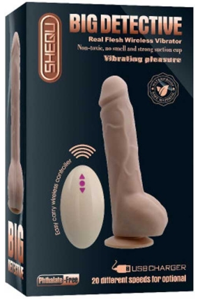 Big Detective Rechargeable Remote Controlled Vibrating Realistic Dildo 19 cm