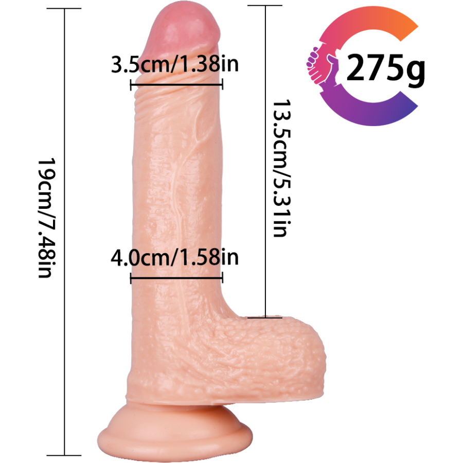 19CM Ten Rengi Vantuzlu Dildo