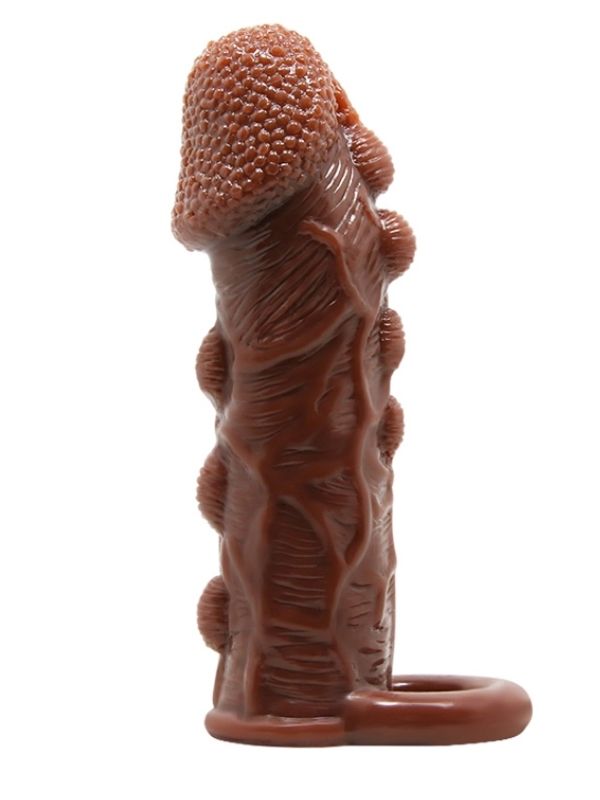 3 cm Uzatmalı Damarlı Penis Kılıfı Esmer 2 3 cm Uzatmalı Damarlı Penis Kılıfı Esmer görsel 2