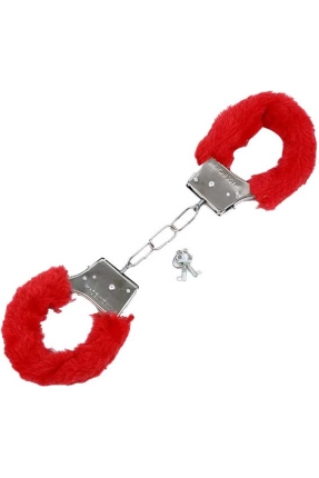 Fetiş Fantezi Kırmızı Peluşlu Metal Kelepçe görsel 1