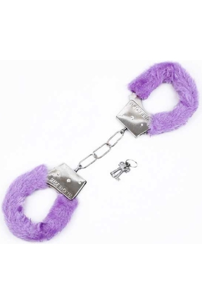 Fetiş Fantezi Mor Peluşlu Metal Kelepçe görsel 1