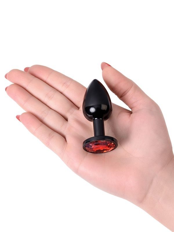 Metal Anal Plug, Metal, siyah, kırmızı kristalli, 7,2 cm, Ø2,8 cm, 50 g görsel 4
