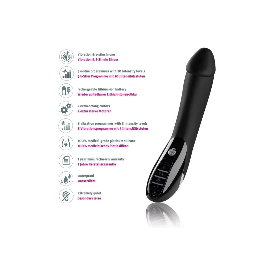 Mystim Tickling Truman Elektro Stimülasyonlu Vibratör, Silikon, Siyah, 27cm