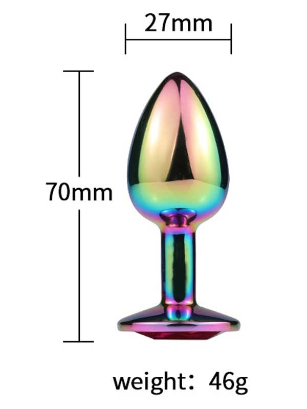 Taşlı Çok Renkli Çelik Anal Plug – Küçük Boy