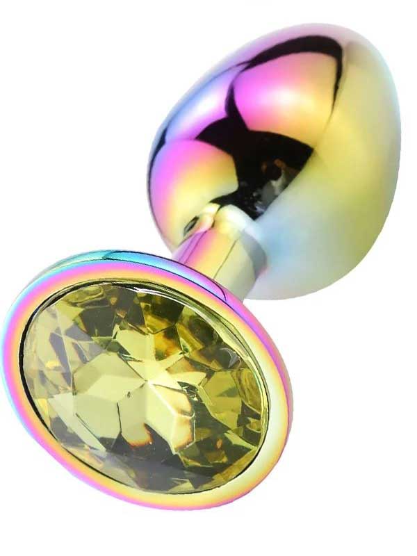 Taşlı Çok Renkli Çelik Anal Plug – Orta Boy