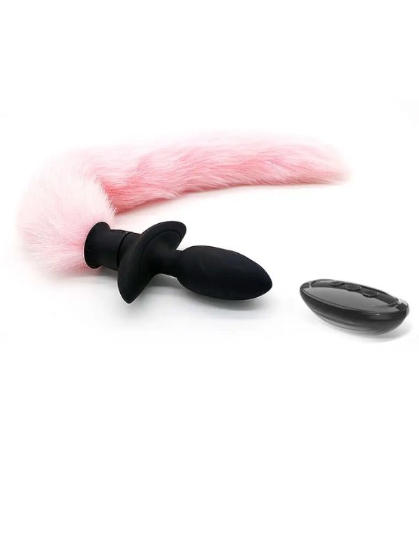 Titreşimli Kuyruklu Anal Plug Pembe 1 Titreşimli Anal Kuyruk Pembe görsel 1