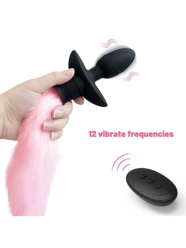 Titreşimli Kuyruklu Anal Plug Pembe 2 Titreşimli Anal Kuyruk Pembe görsel 2