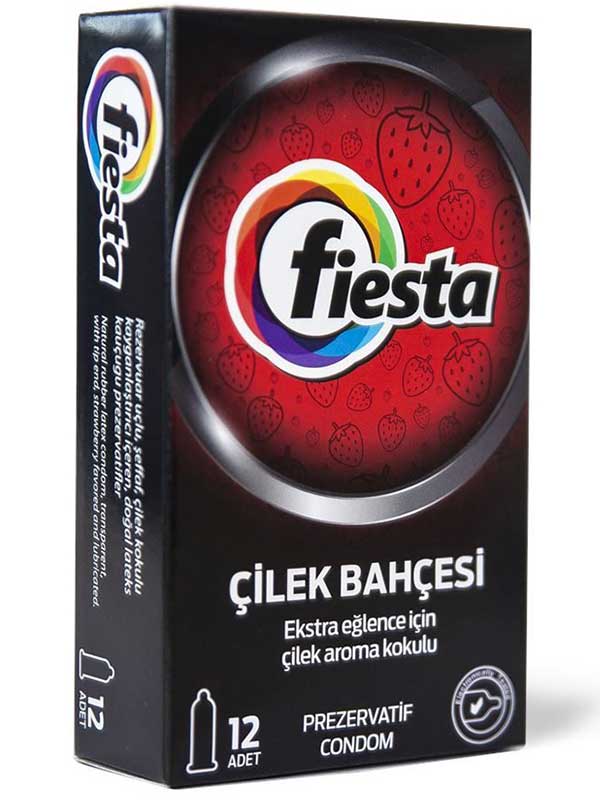 Fiesta Strawberry Flavored Condoms 1 Fiesta Çilekli Prezervatif görsel 1