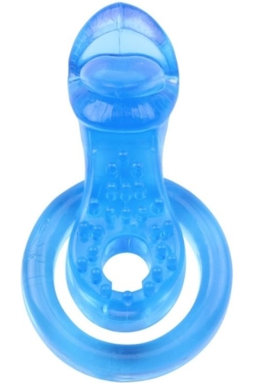 Get Lock The Tongue-Blue Titreşimli Dilli Penis Halkası