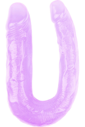 Hi-Rubber Transparent Gel Double-Sided Angled Dildo – 17cm Purple