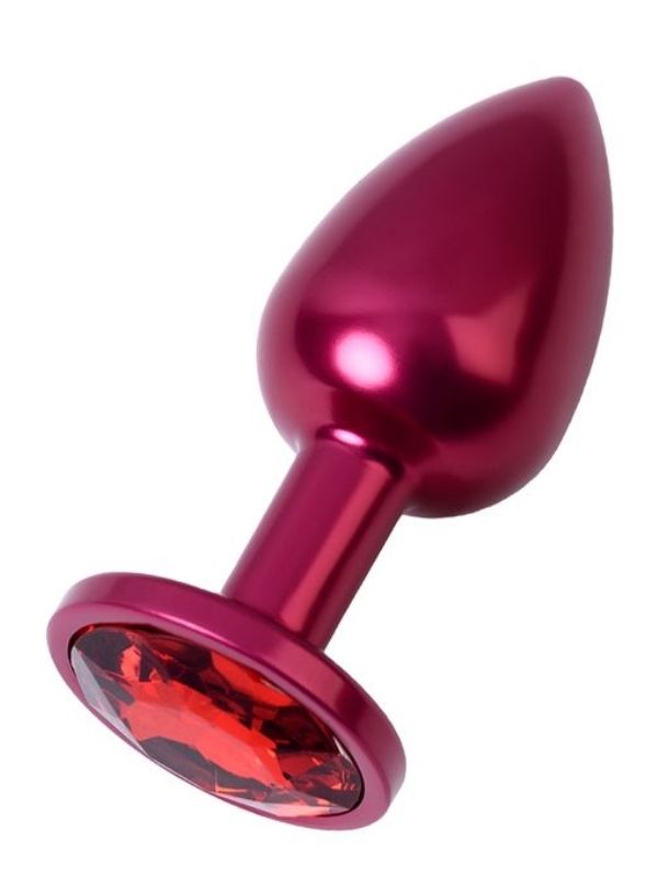 Metal Anal Plug, Metal, kırmızı, kırmızı kristalli, 7,2 cm, Ø2,8 cm, 50 g