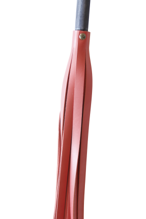 Orange Flogger Leather Whip with Wooden Handle