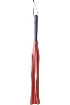 Orange Flogger Leather Whip with Wooden Handle