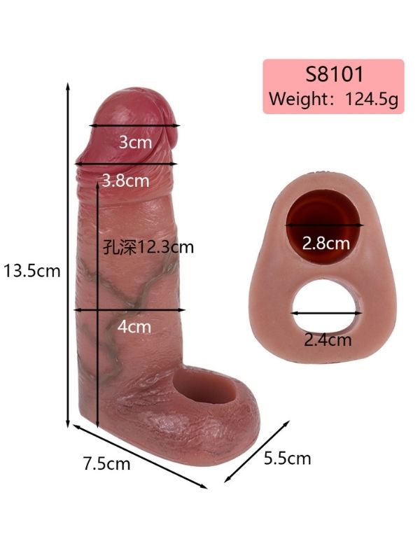 Dolgulu Testis Geçmeli Penis Kılıfı Model no: S8101 2 Dolgulu Testis Geçmeli Penis Kılıfı Model no: S8101 görsel 2