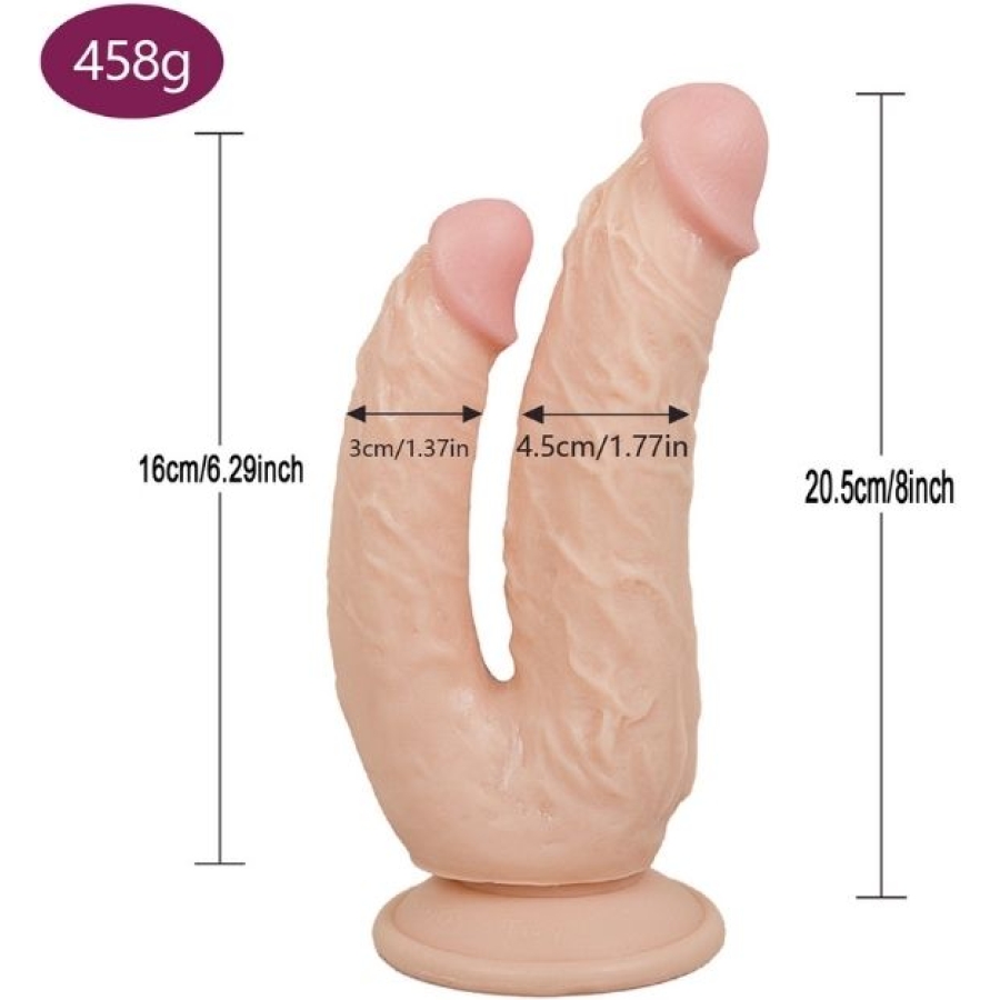 Ten Rengi 20,5 cm Çift Taraflı Dildo Model No:1075