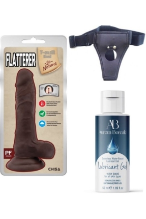 Belden Bağlamalı Kayganlaştırıcı Set Flatterer Kıkırdaklı Gerçekçi Dildo – 18.6cm Zenci