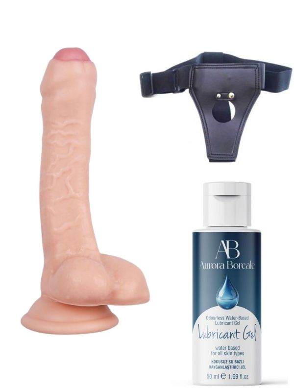 Belden Bağlamalı Kayganlaştırıcı Set + Noctis 18cm Realistik Dildo