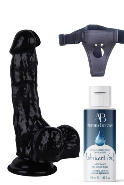 Belden Bağlamalı Kayganlaştırıcı Set Noctis 18cm Siyah Dildo No:5