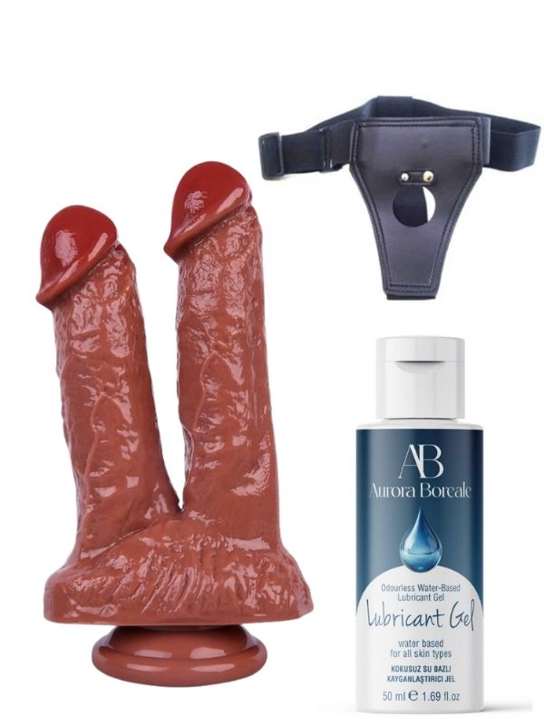 Belden Bağlamalı Kayganlaştırıcı Set Noctis 21cm Kahverengi Çiftli Dildo No:61 1 Belden Bağlamalı Kayganlaştırıcı Set Noctis 21cm Kahverengi Çiftli Dildo No:61 görsel 1