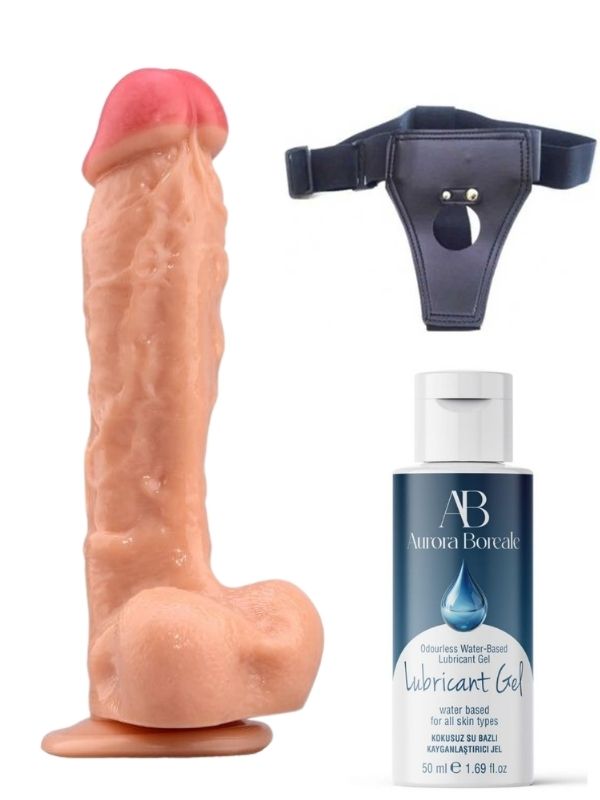 Belden Bağlamalı Kayganlaştırıcı Set + Noctis 23cm Realistik Dildo