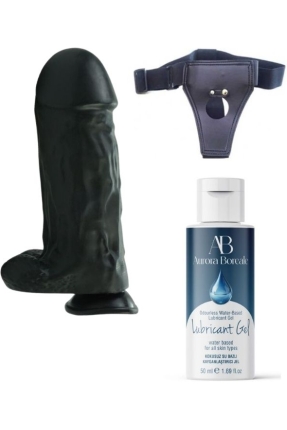 Waist-Attached Lubricant Set Noctis 27cm Black Dildo No:2