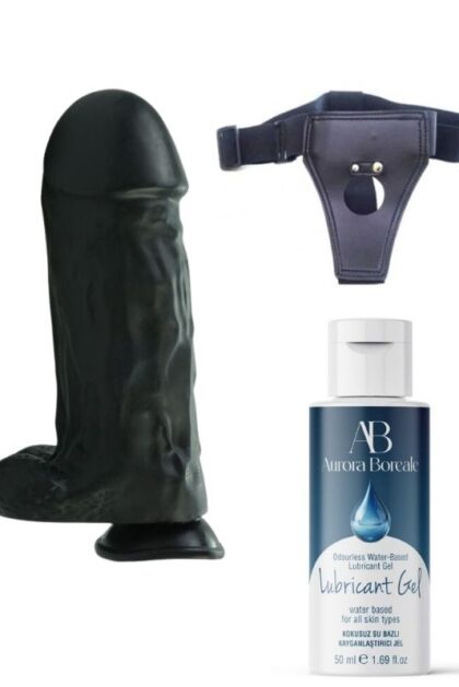 Belden Bağlamalı Kayganlaştırıcı Set Noctis 27cm Siyah Dildo No:2