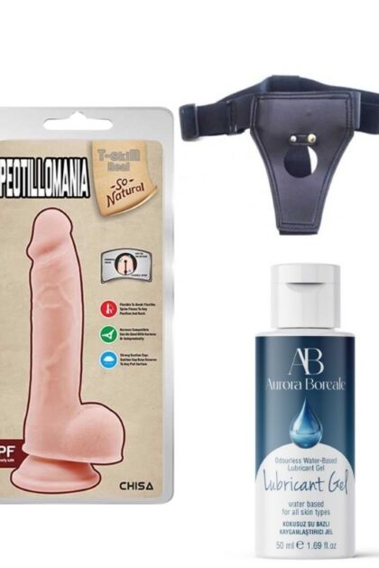 Belden Bağlamalı Kayganlaştırıcı Set Peotillomania 19.5cm Gerçekçi Dildo