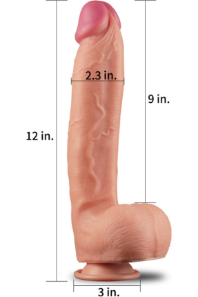 12 Inch Dual Layered Platinum Silicone Cock