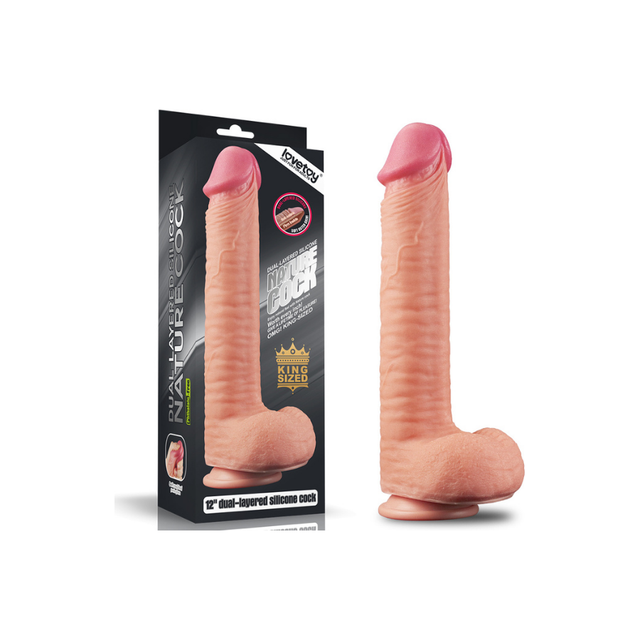 12 İnç Dual Layered Platinum Silicone Cock Dildo